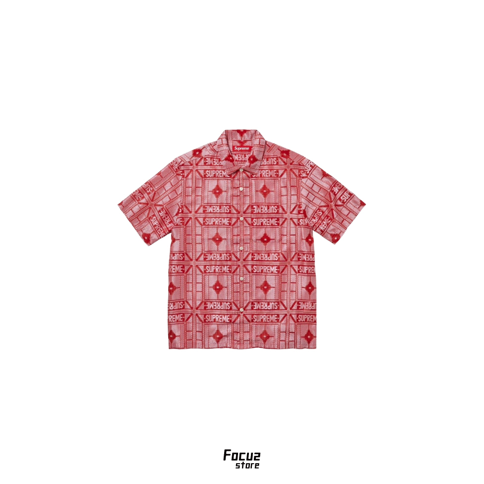 【Focus store】現貨秒發 Supreme SS24 WEEK14 TRAY JACQUARD S/S SHIRT 提花徽標圖案 短袖襯衫