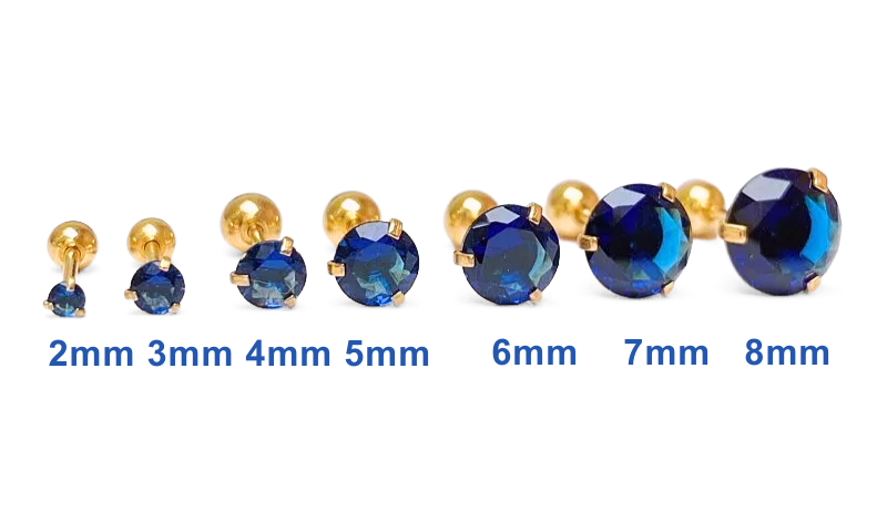 抗敏鋼 靛色單鑽鎖珠式耳環(單支價)