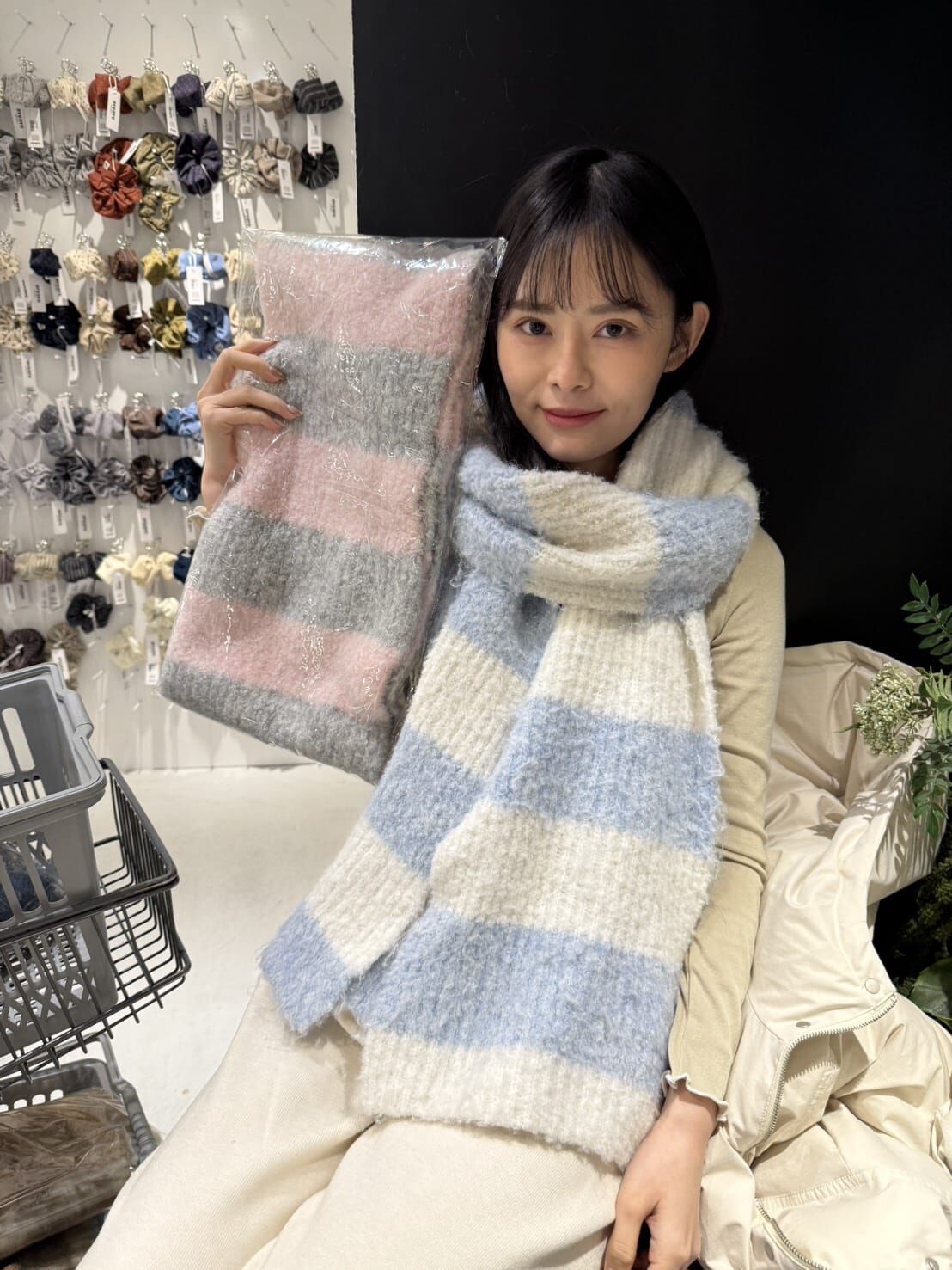 NU5563 毛流感粗條紋羊毛圍巾 *特價* (充值購物金不適用)