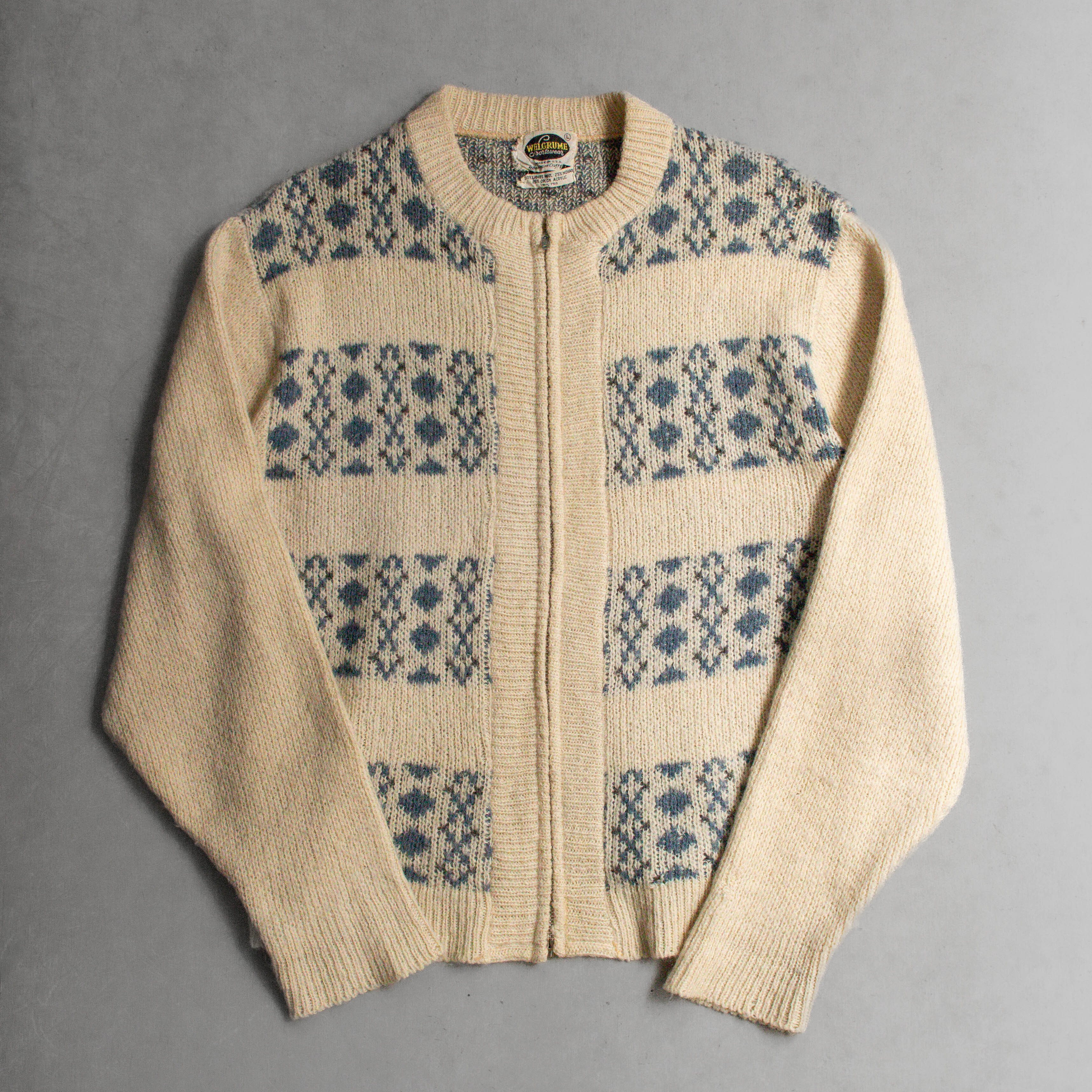 WELGRUME MOHAIR ZIP CARDIGAN 美國製 米白 雪花 馬海毛 針織 拉鍊 外套