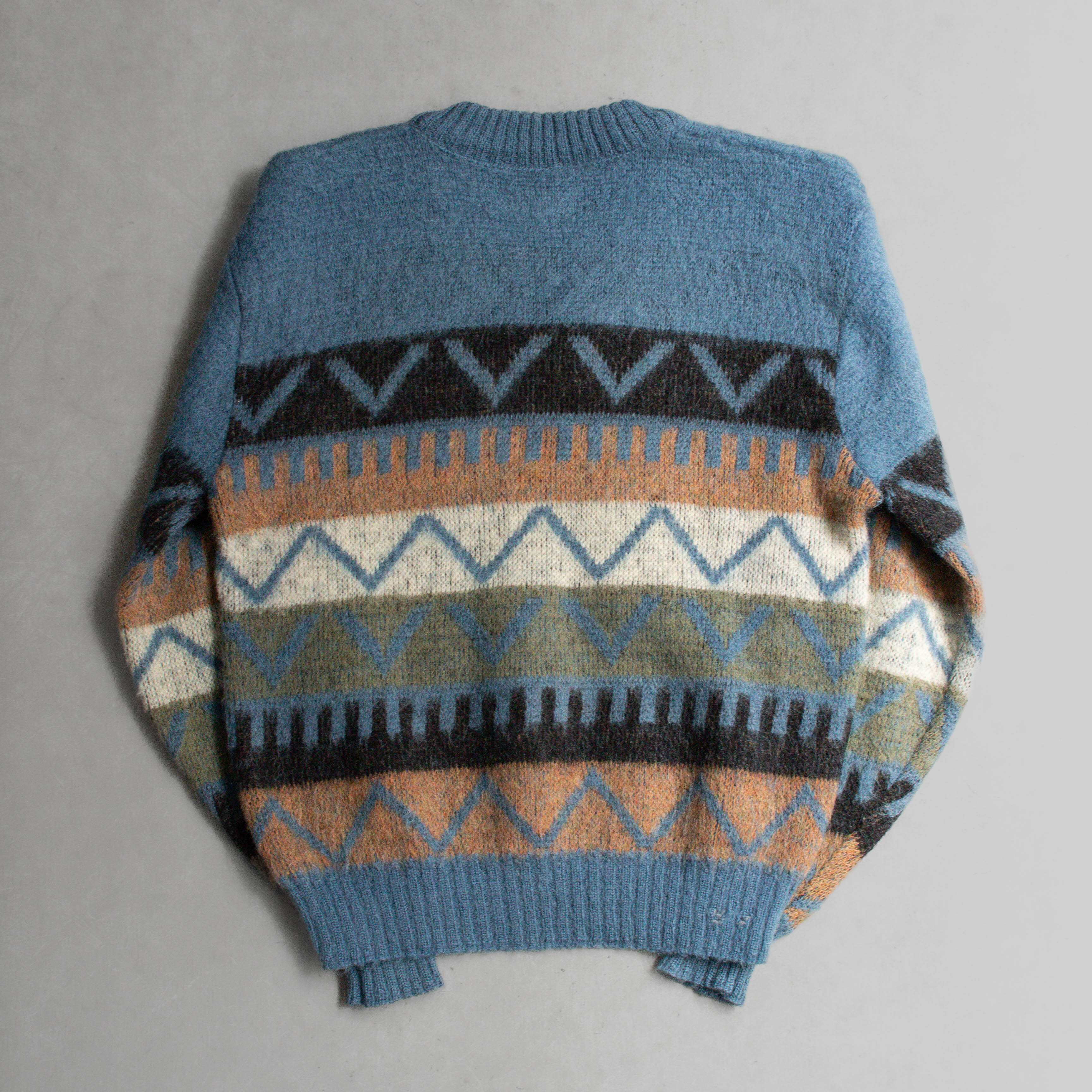 PURITAN MOHAIR SWEATER 美國 藍色 鋸齒紋 馬海毛 針織 V領 套頭 毛衣