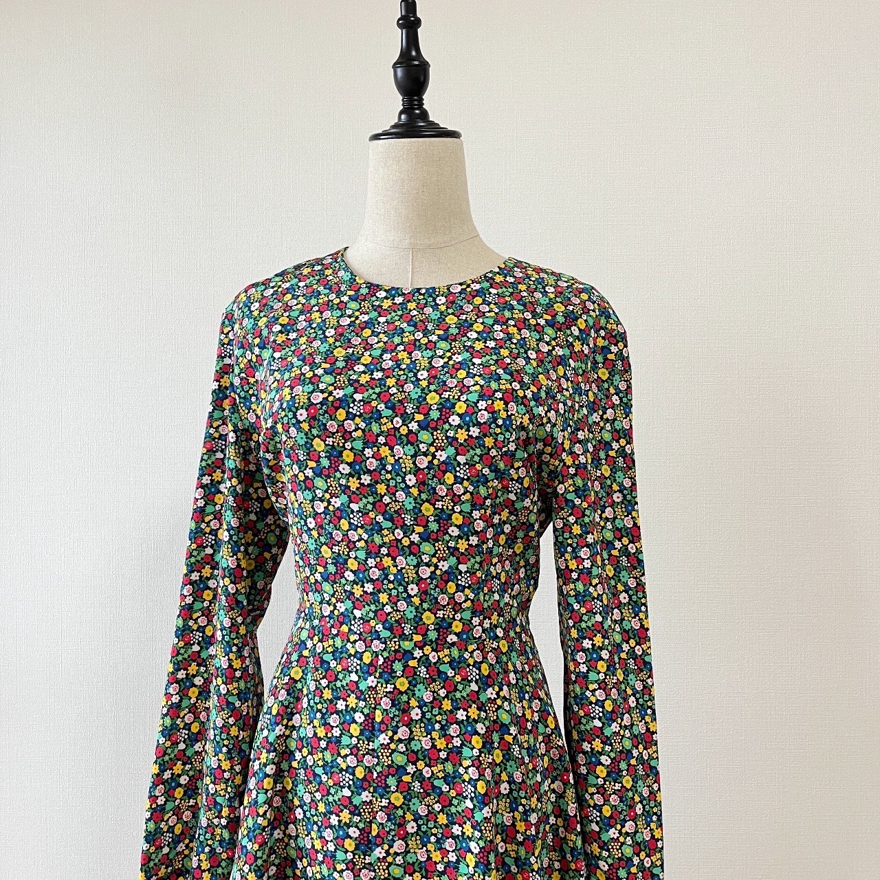 斑斕小花古著連身裙