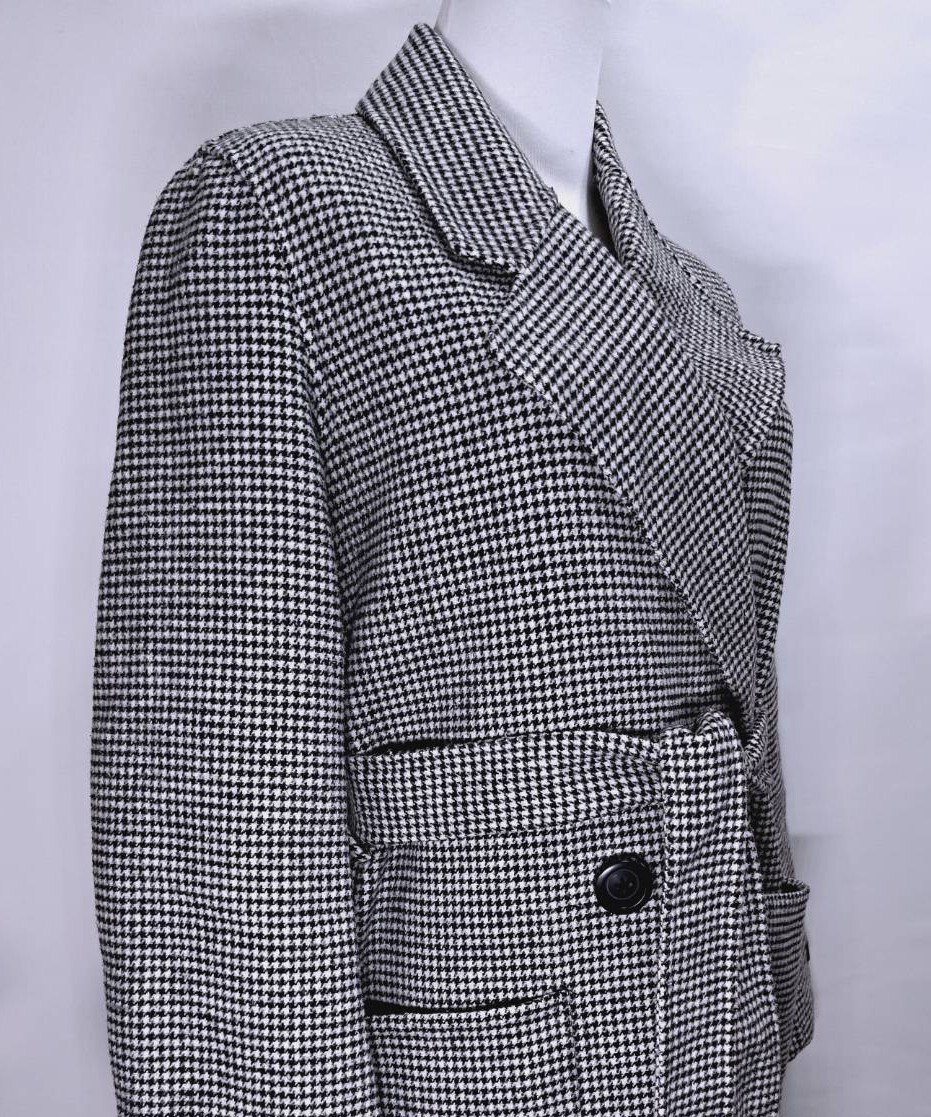 法式優雅黑白細格紋連身裙 (C353)