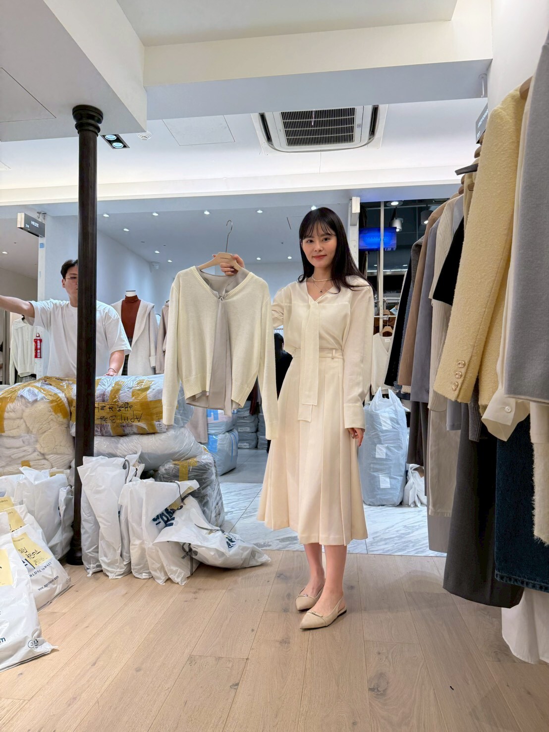 AY5521 領巾V領雪紡上衣