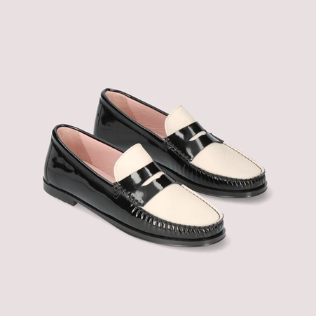 1PB0109-068 [PRETTY BALLERINAS] Josephine Black Patent Leather Loafers #51761_A (BR)