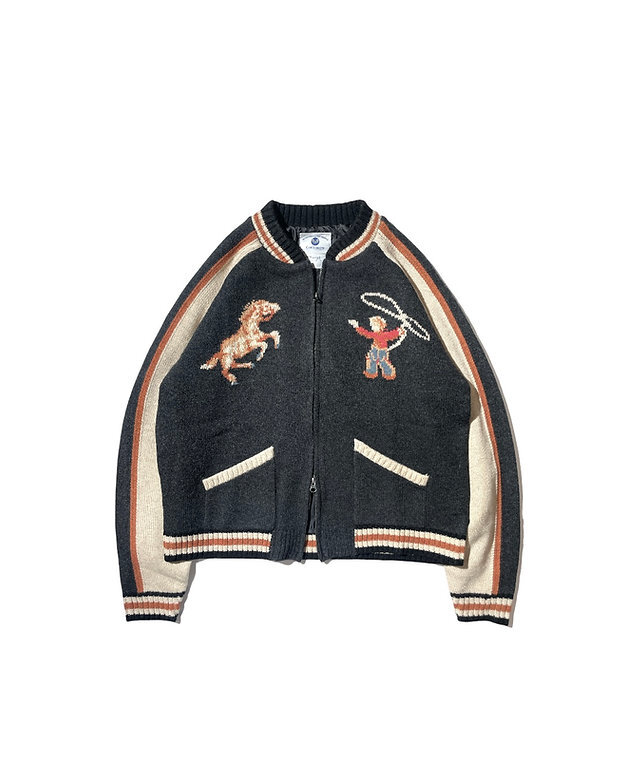 Club Stubborn Souvenir Knitted Jacket - Horse Charcoal