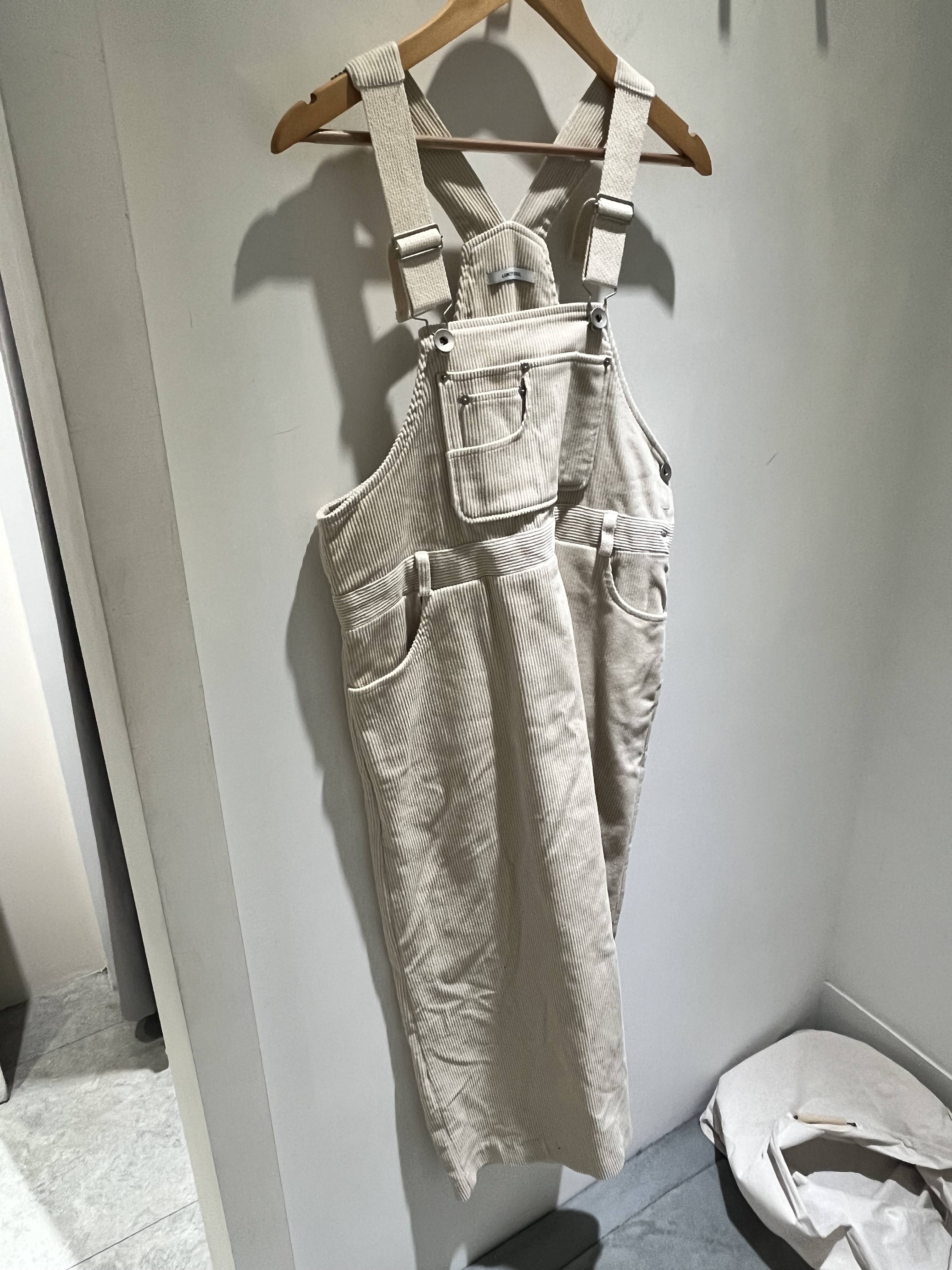 燈芯絨可愛吊帶裙(杏)