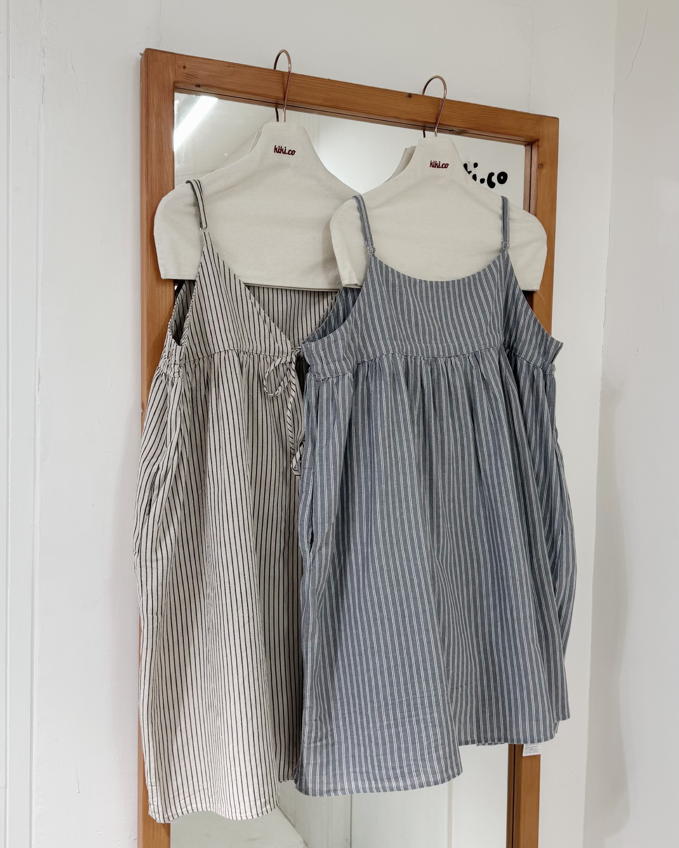 中長麻質條紋2way吊帶背心