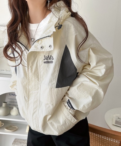 日本🇯🇵連線 JAVA 輕盈運動風側邊撞色尼龍外套 寬鬆 下擺抽繩 長袖 外套 夾克 連帽外套 運動外套 6色(任買兩件7-11免運)/預購