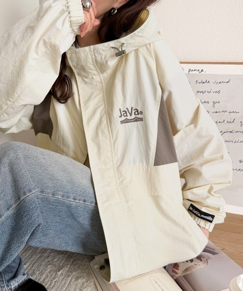 日本🇯🇵連線 JAVA 輕盈運動風側邊撞色尼龍外套 寬鬆 下擺抽繩 長袖 外套 夾克 連帽外套 運動外套 6色(任買兩件7-11免運)/預購