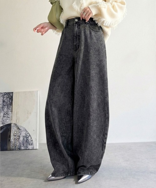 日本🇯🇵連線 JAVA 氣球輪廓高腰燈籠牛仔褲 腰部後鬆緊 男女可穿 寬褲 牛仔褲 繭型褲 闊腿褲 落地褲 3色(任買兩件7-11免運)/預購