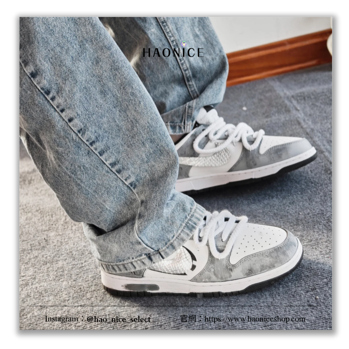 【HAO NICE】惡作劇訂製款🔥Nike Dunk Low 風暴鹿靈 幻影蛇紋雙勾 灰白色 板鞋 休閒鞋