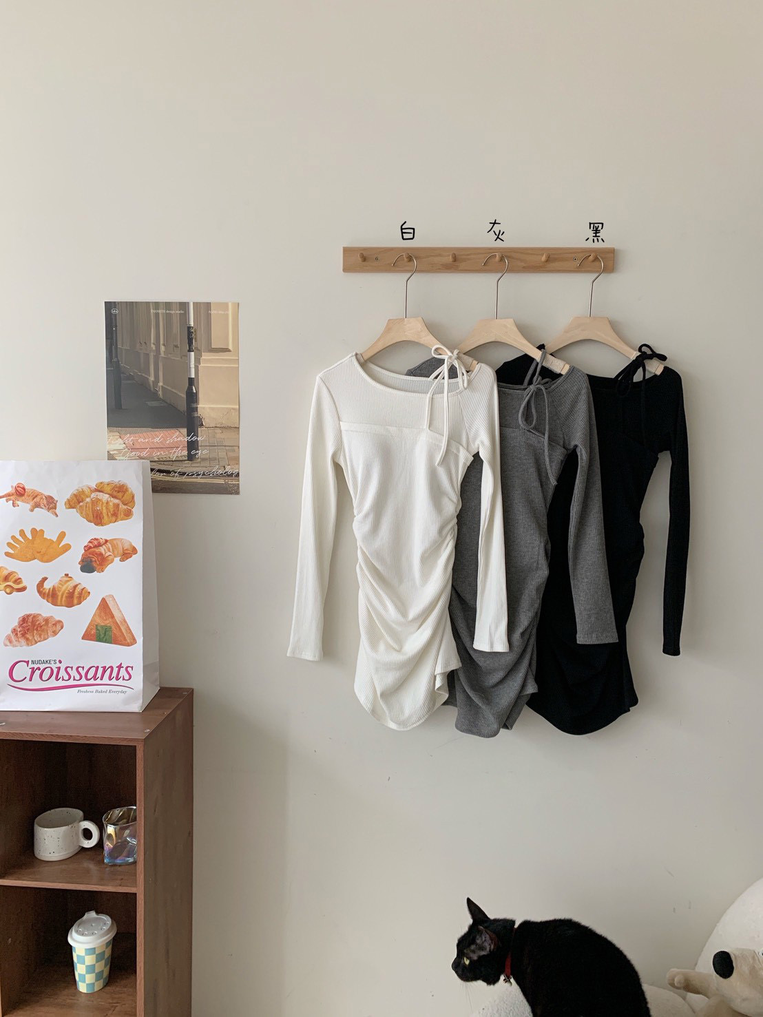 單肩綁帶斜領腰身 RL2286