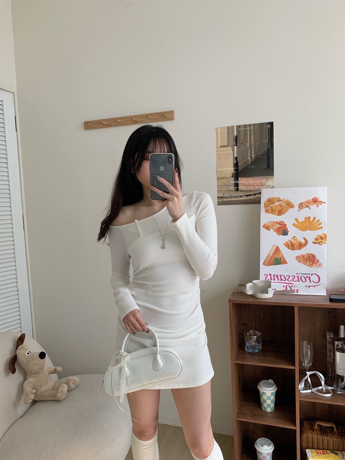 單肩綁帶斜領腰身 RL2286