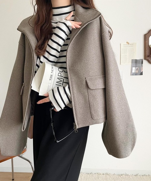 日本🇯🇵連線 Classical Elf 簡約針織羊毛短款雙拉鍊夾克 雙拉鍊 夾克 外套 外搭 長袖 3色(任買兩件711免運)/預購