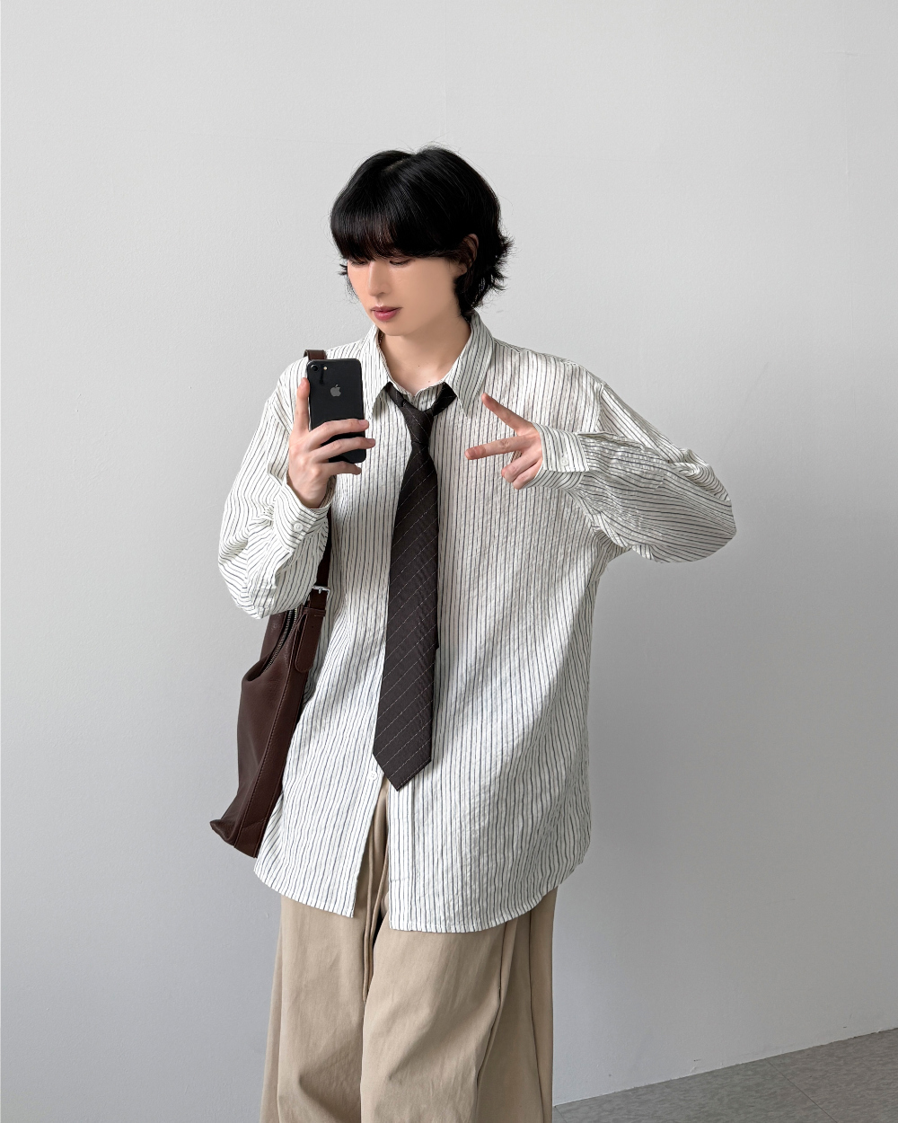 韓系約會歐吧直條紋襯衫