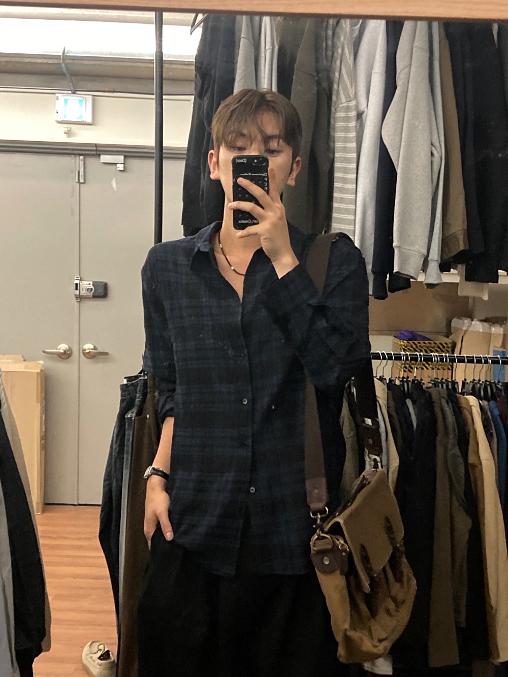 慵懶大方格紋質感襯衫