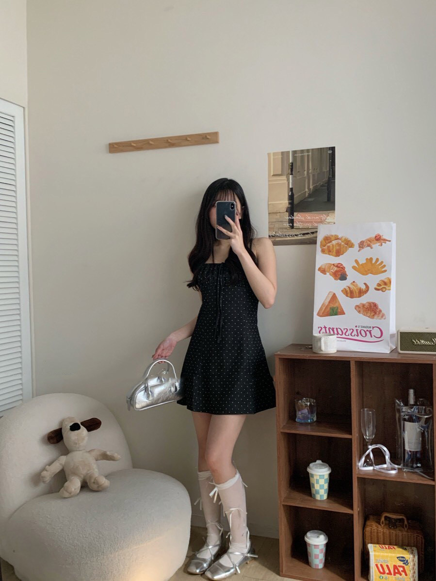 小波點細肩短洋裝 RL2556