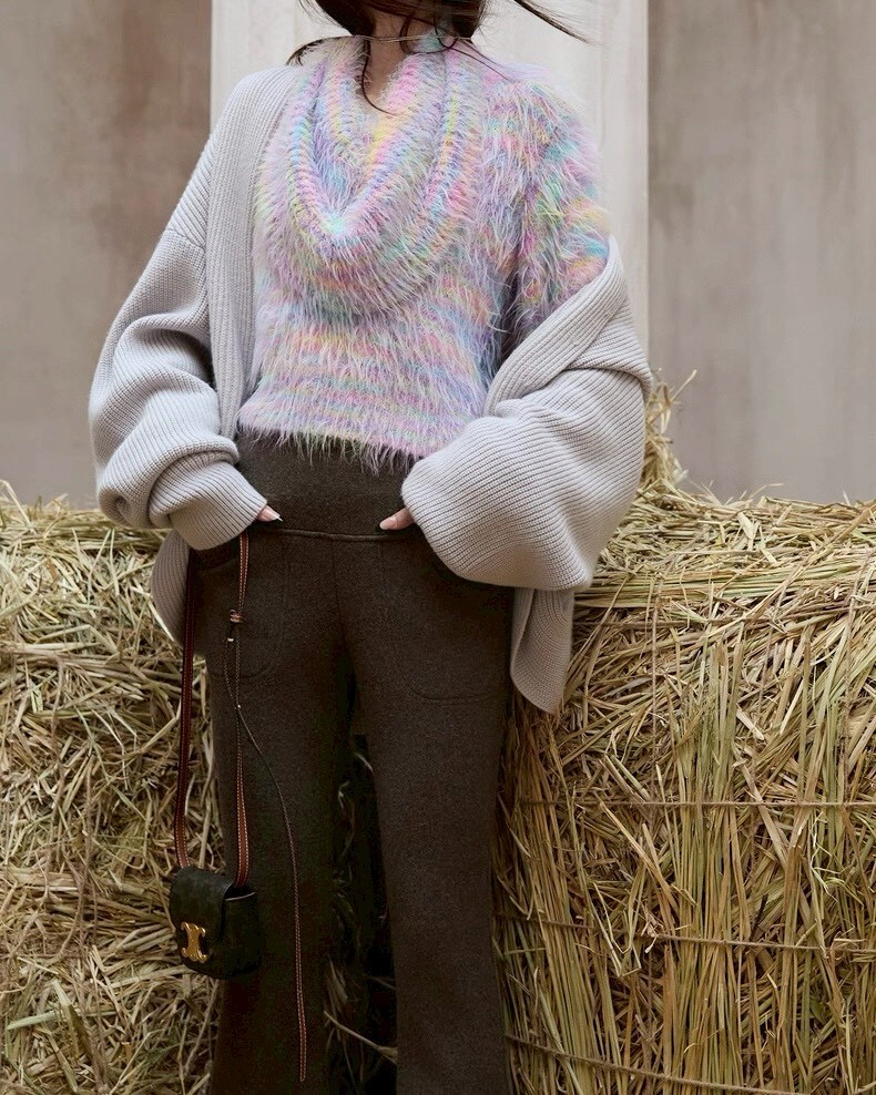 設計師家高訂染紗糖果色多穿法毛衣