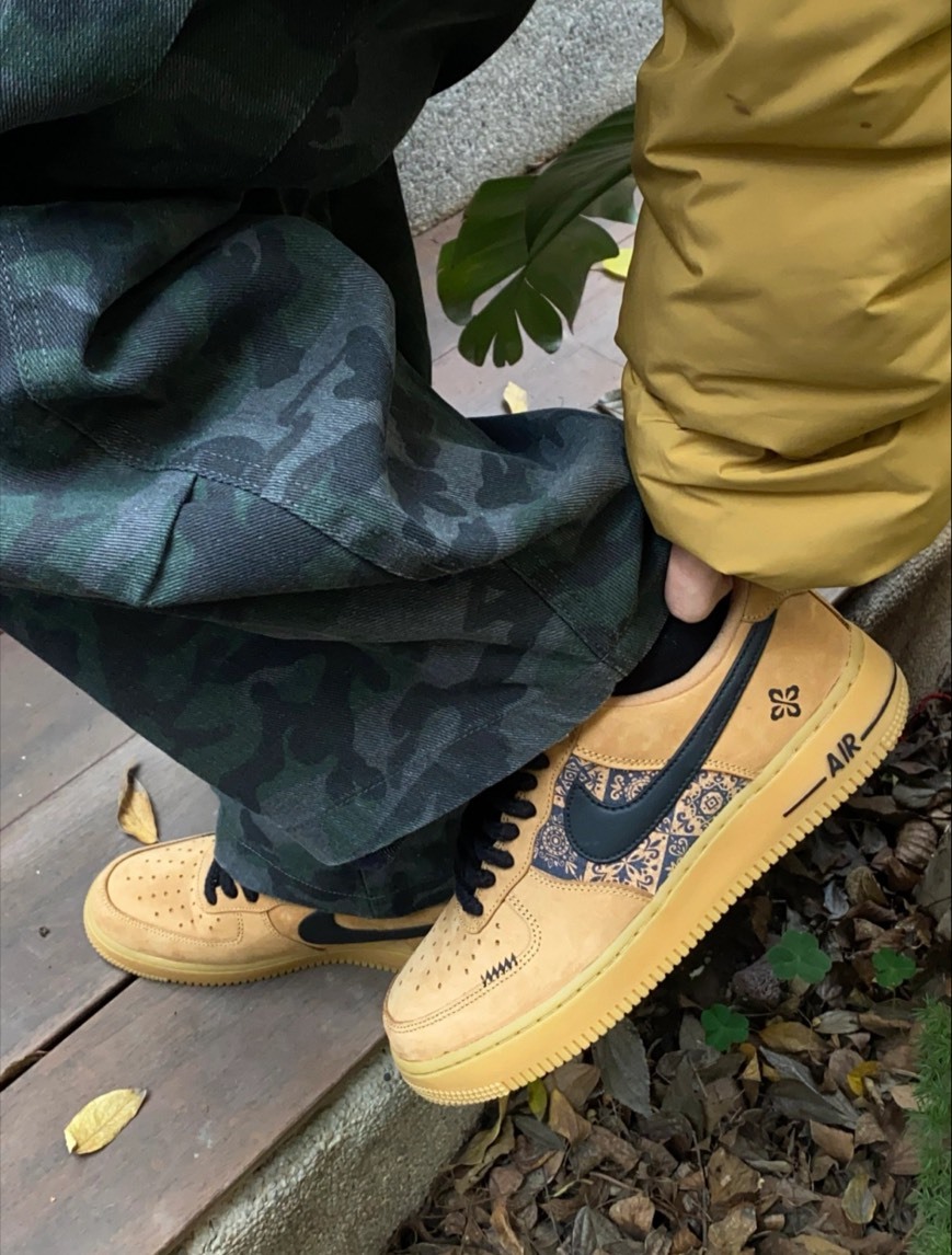 【訂製鞋款】Nike Air Force 1 AF1 小麥 空軍一號 復古 美拉德 CJ9179200(Team675-陶棕锦纹S-BOX)