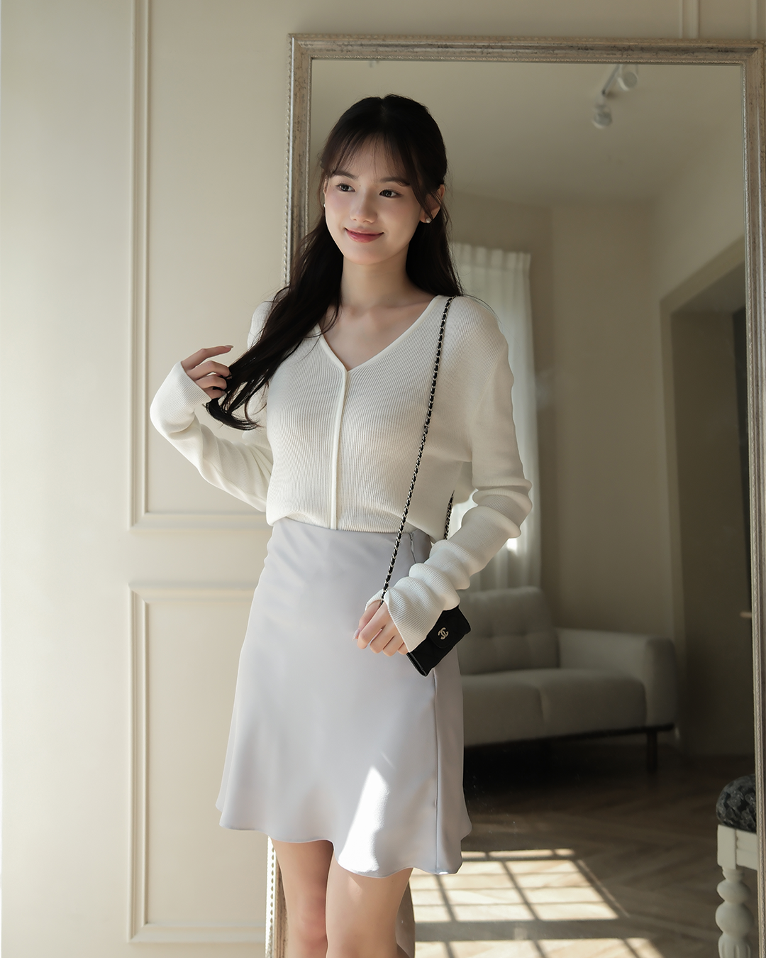 🚀當日出貨【🌸早春新品 】Cordelia微光澤緞面中裙  ( 3 colors)