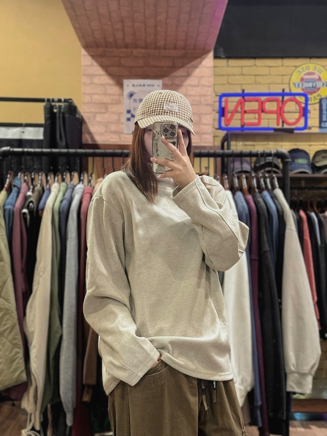 美式復古格紋老帽