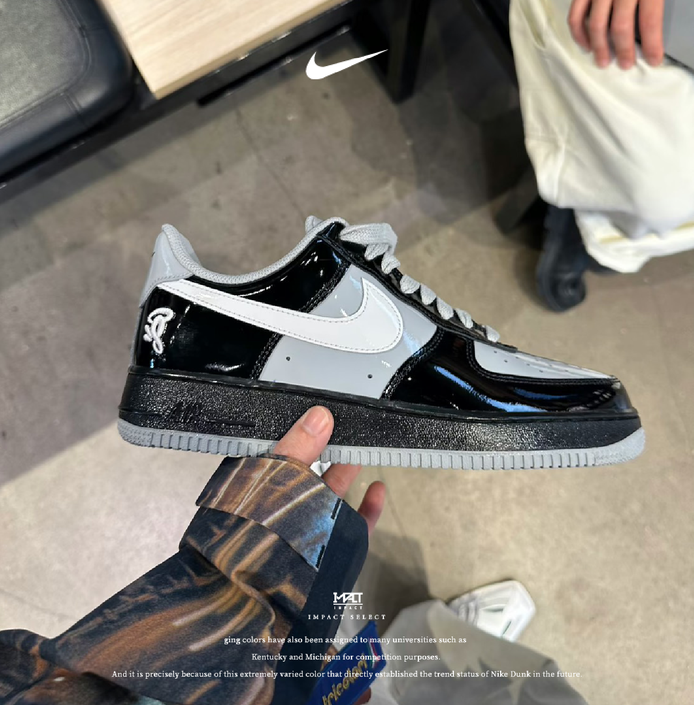 Nike Air Force 1 Central Cee 聯名款 煙黑 熊貓 漆皮 IO9974-010