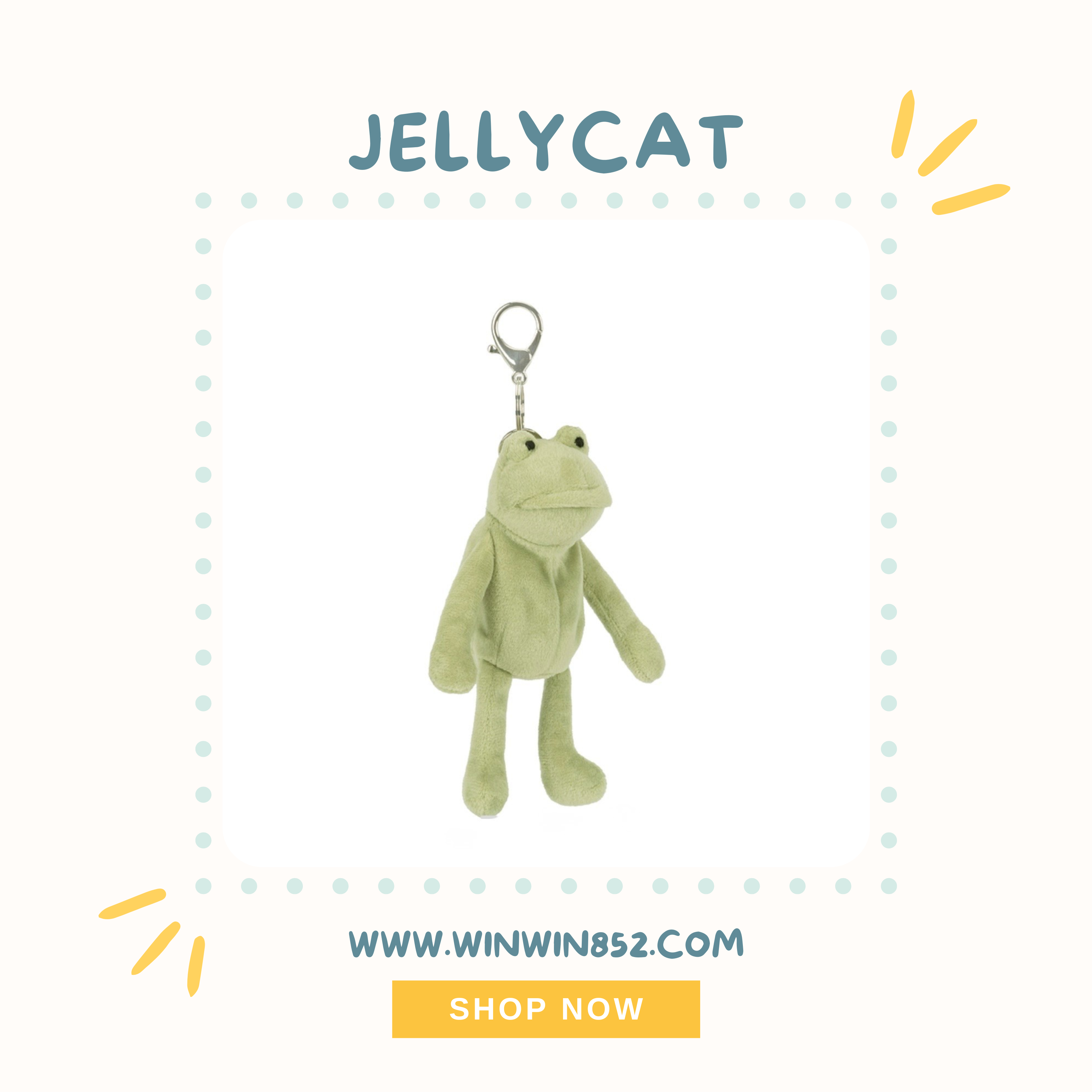 Jellycat Fergus Frog Bag Charm