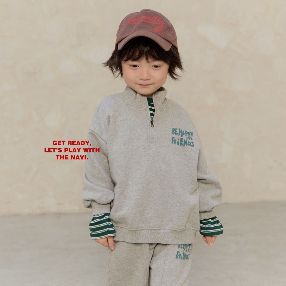 90-160 快樂字母半拉鍊上衣 2色