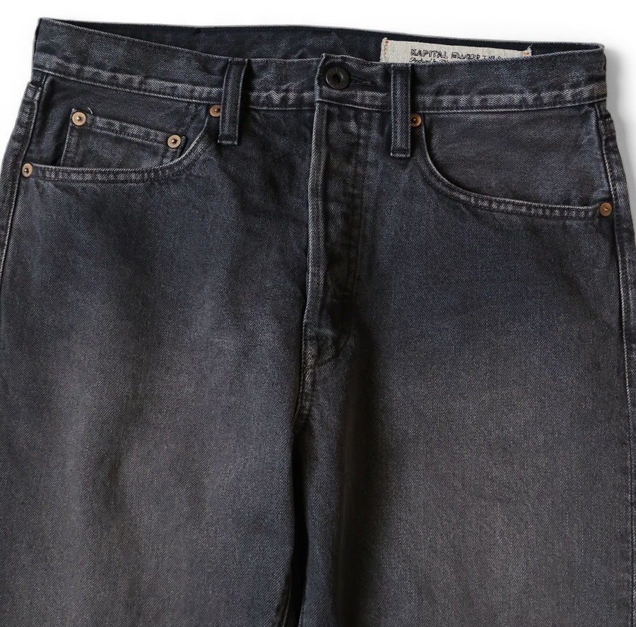 KAPITAL 14oz Black x Black Denim 5P Monkey CISCO JEANS (Processed) - PRE ORDER ITEM (預訂中)