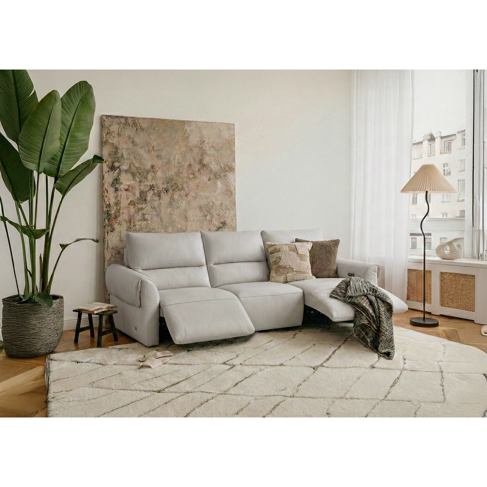 牛皮電動沙發 - 白灰色〔SFCL380〕