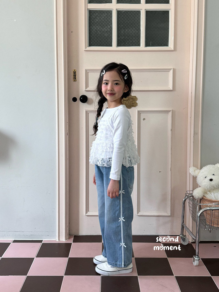 正韓春second moment  側邊線條蝴蝶結牛仔褲