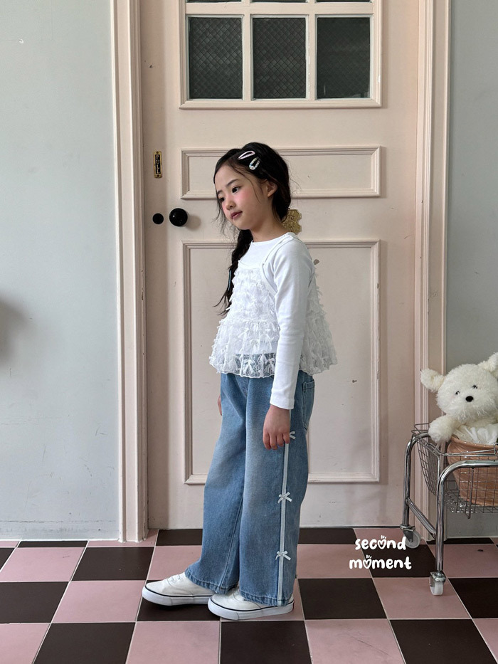 正韓春second moment  側邊線條蝴蝶結牛仔褲