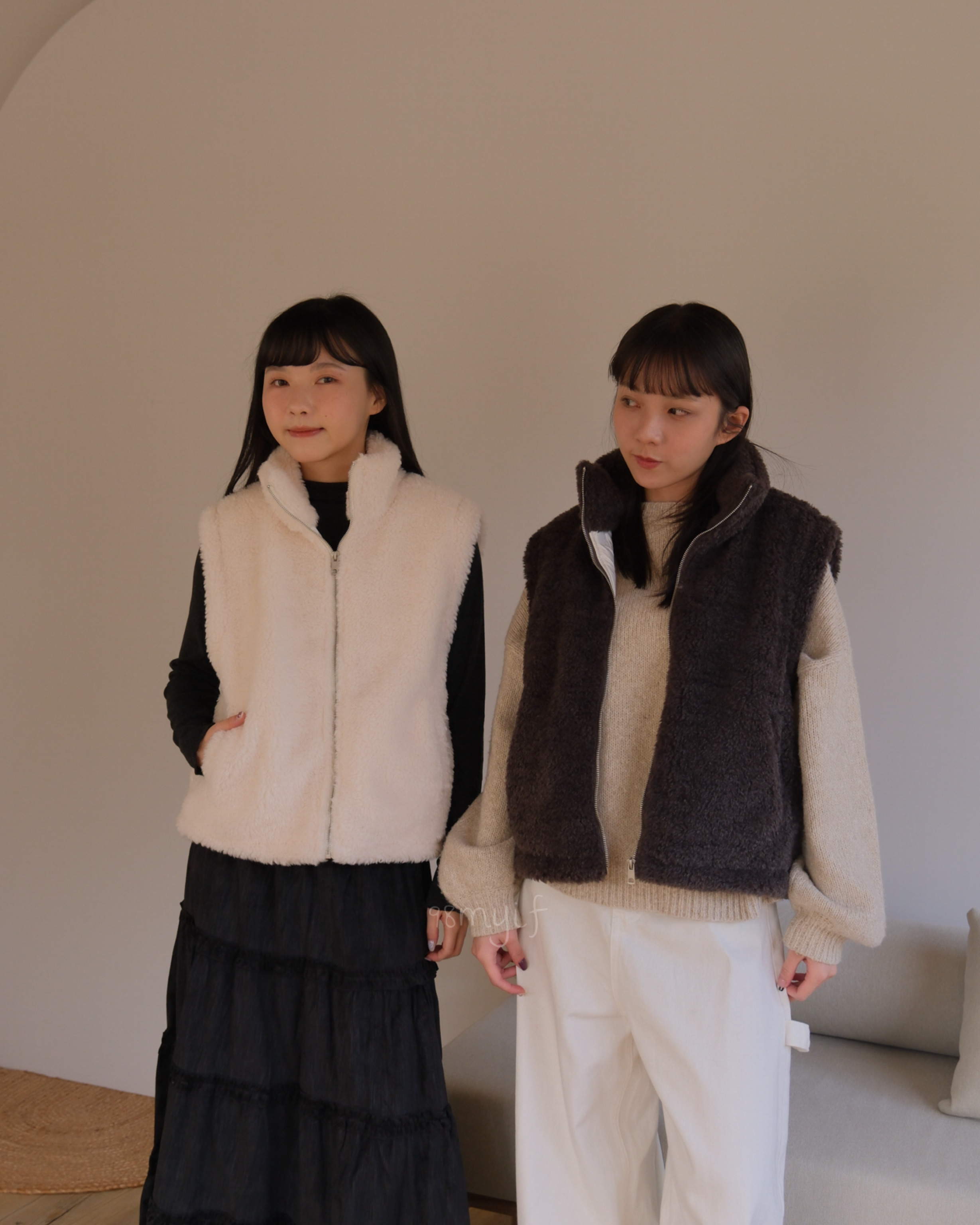 F08 羊羔毛立領背心外套