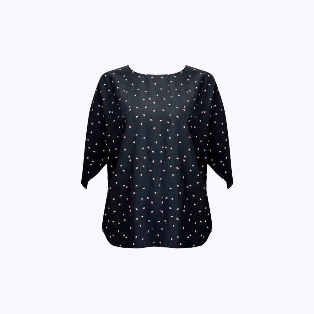 細點暮光圓領寬袖上衣