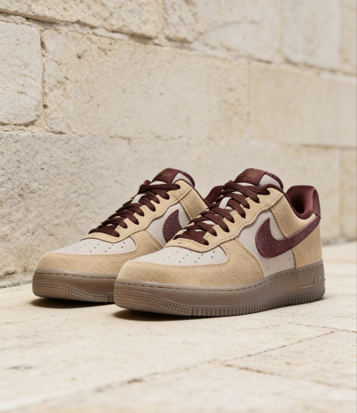 男鞋 NIKE AIR FORCE 1 '07 PRM 亞麻酒紅 麂皮 低筒 休閒鞋【IQ3408-286】AF1
