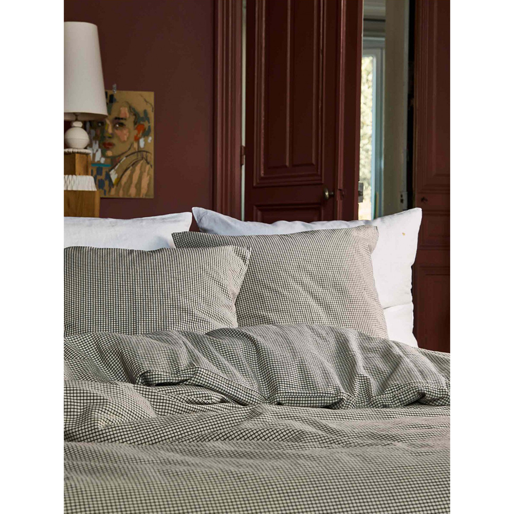 (預購3/31)法國La cerise sur le gâteau 有機棉方形枕套-小格紋