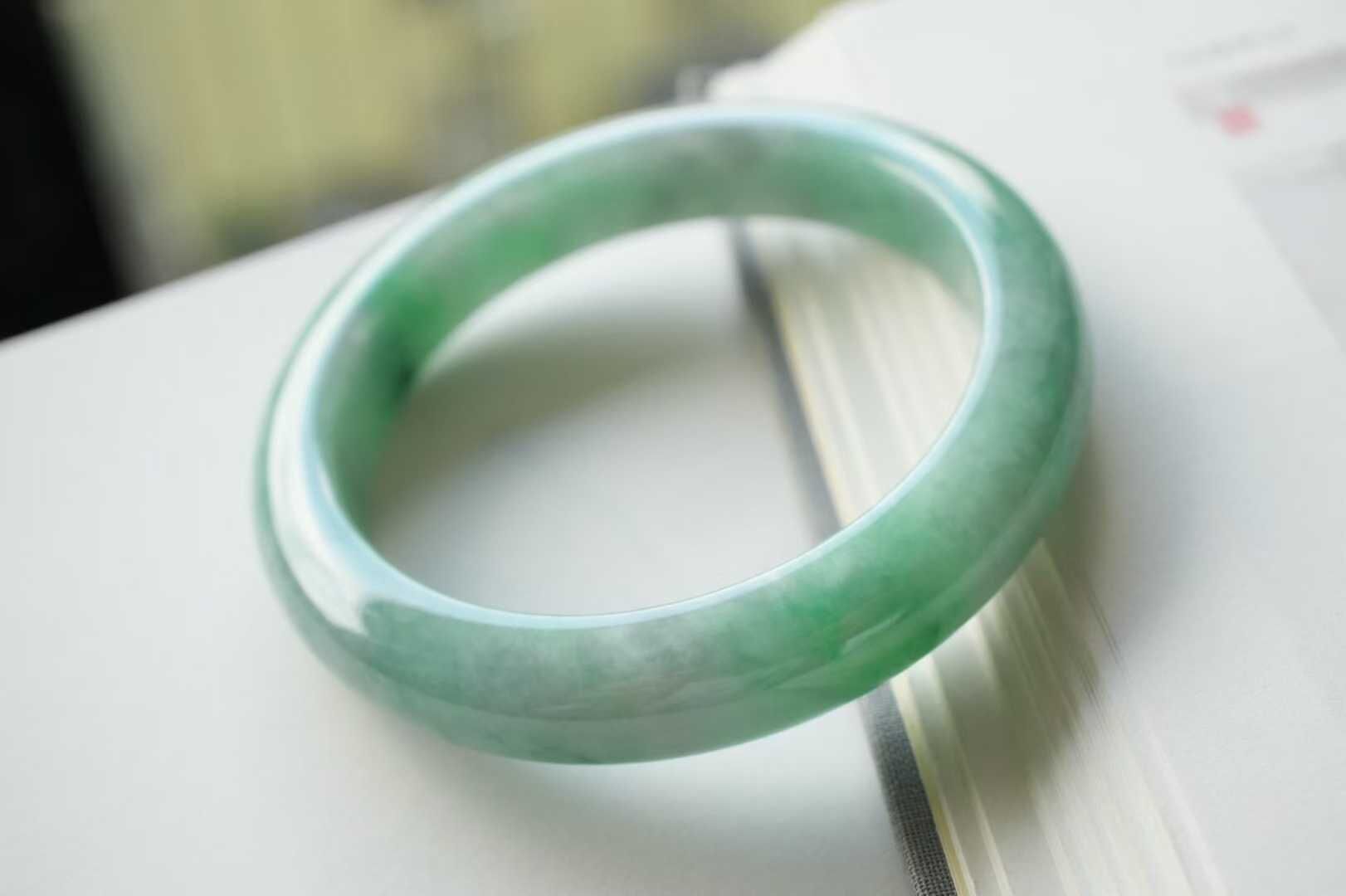 翡翠冰飄陽綠正圈手鐲,天然翡翠A玉, 緬甸玉, Jade, Jadeite