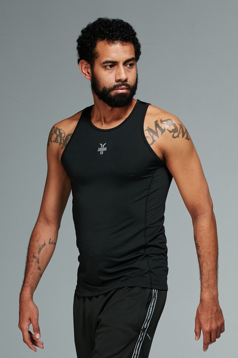 【下殺↘ $199】Y.A.S 背心 黑色 彈力 透氣 運動 緊身背心 男 PA91102