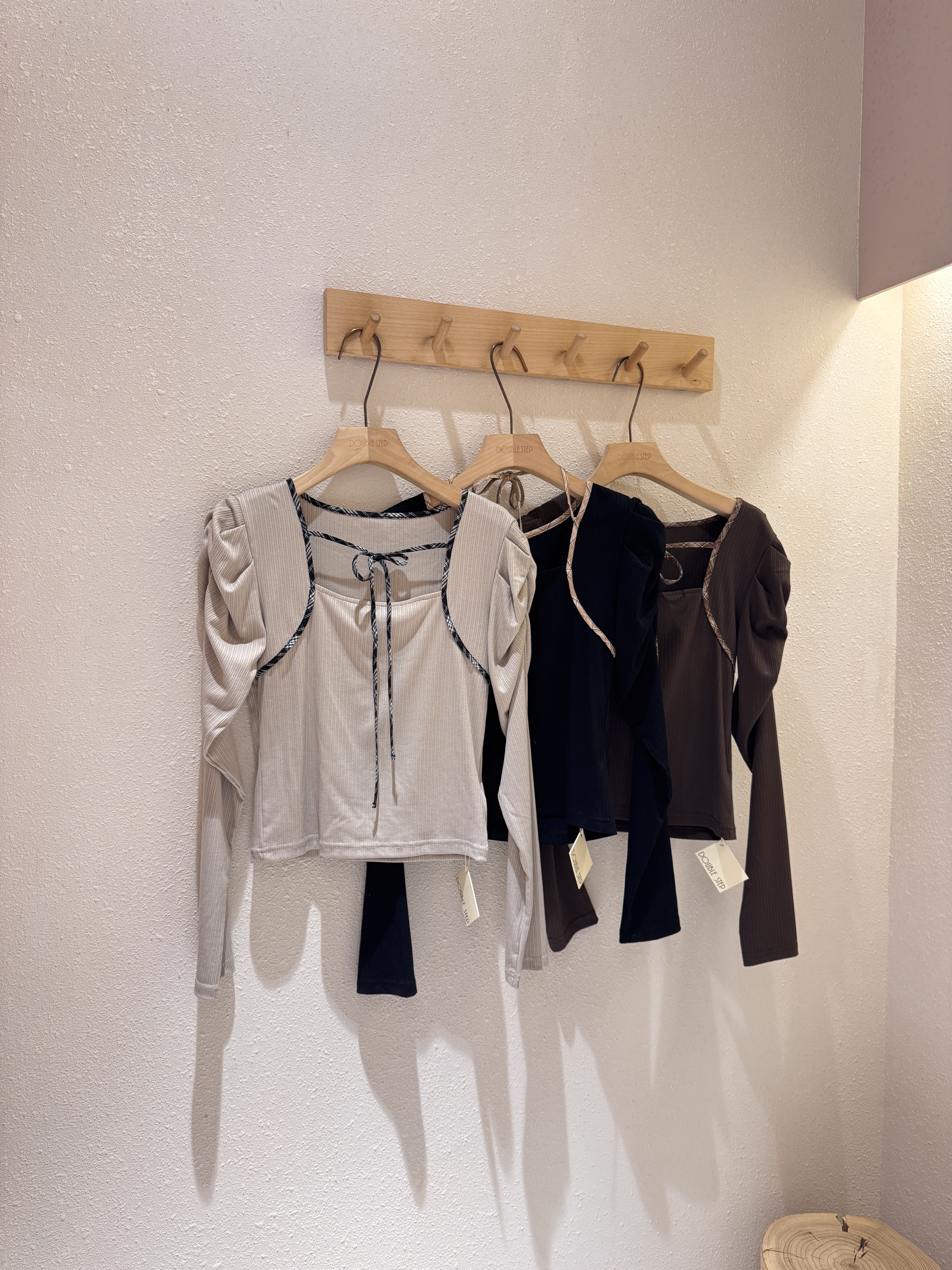 假兩件格仔配布上衣 - BL53836