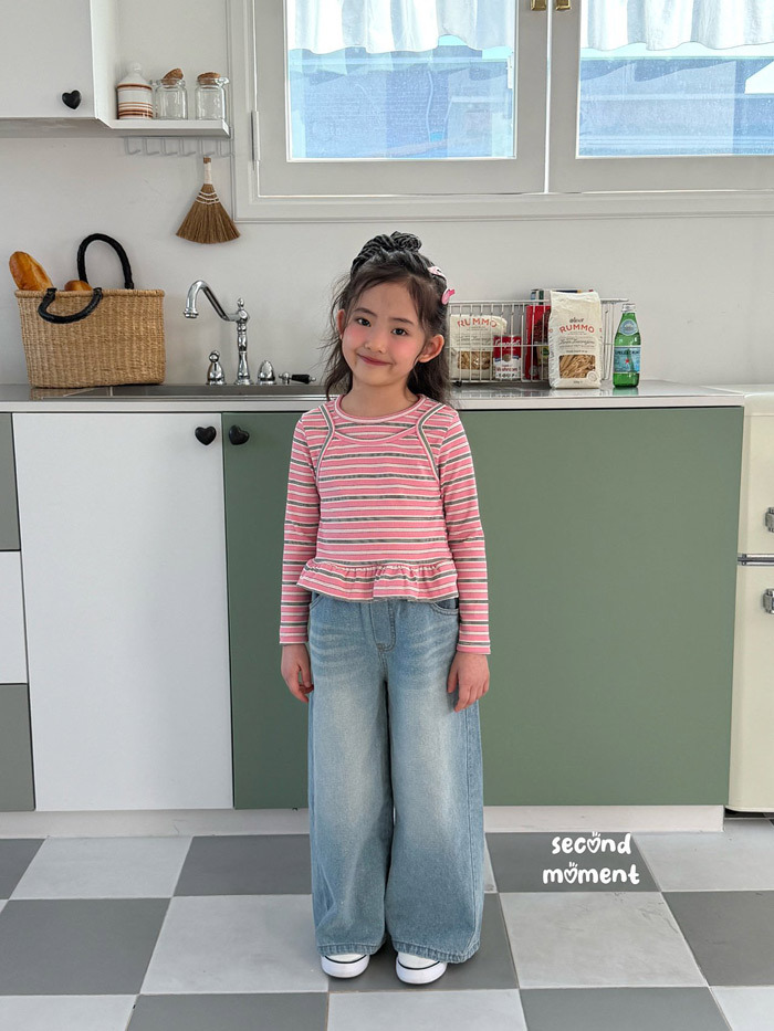 正韓春second moment  兩色假兩件條紋上衣