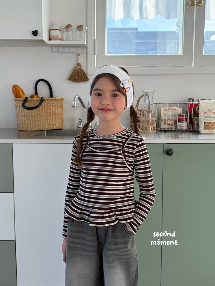 正韓春second moment  兩色假兩件條紋上衣