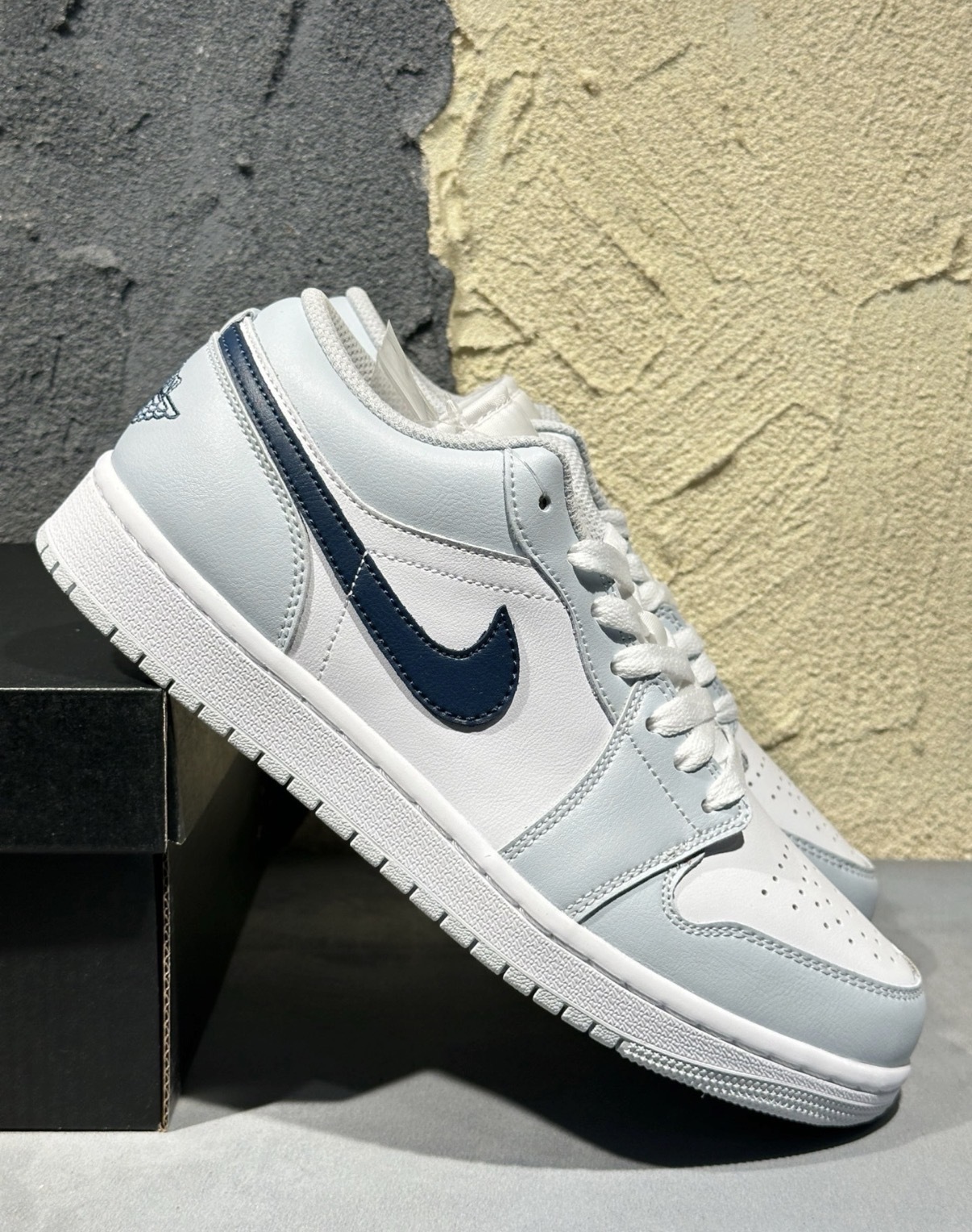 男鞋 NIKE AIR JORDAN 1 LOW 白淺藍 皮革 低筒 AJ1 休閒鞋【553558-400】