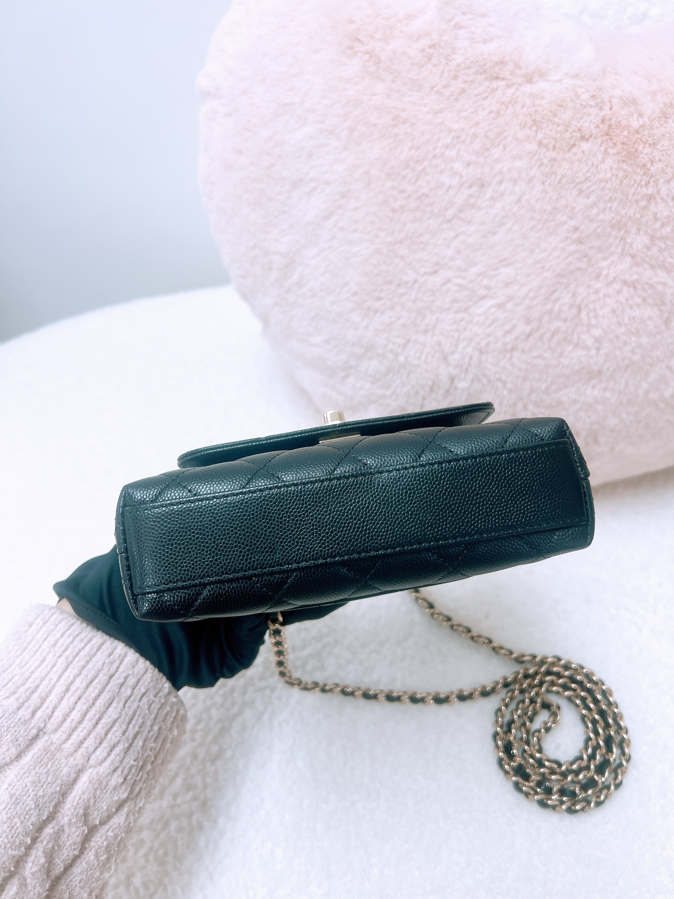 *Unused* Chanel coco handle nano (black caviar with dark red handle/ GHW)