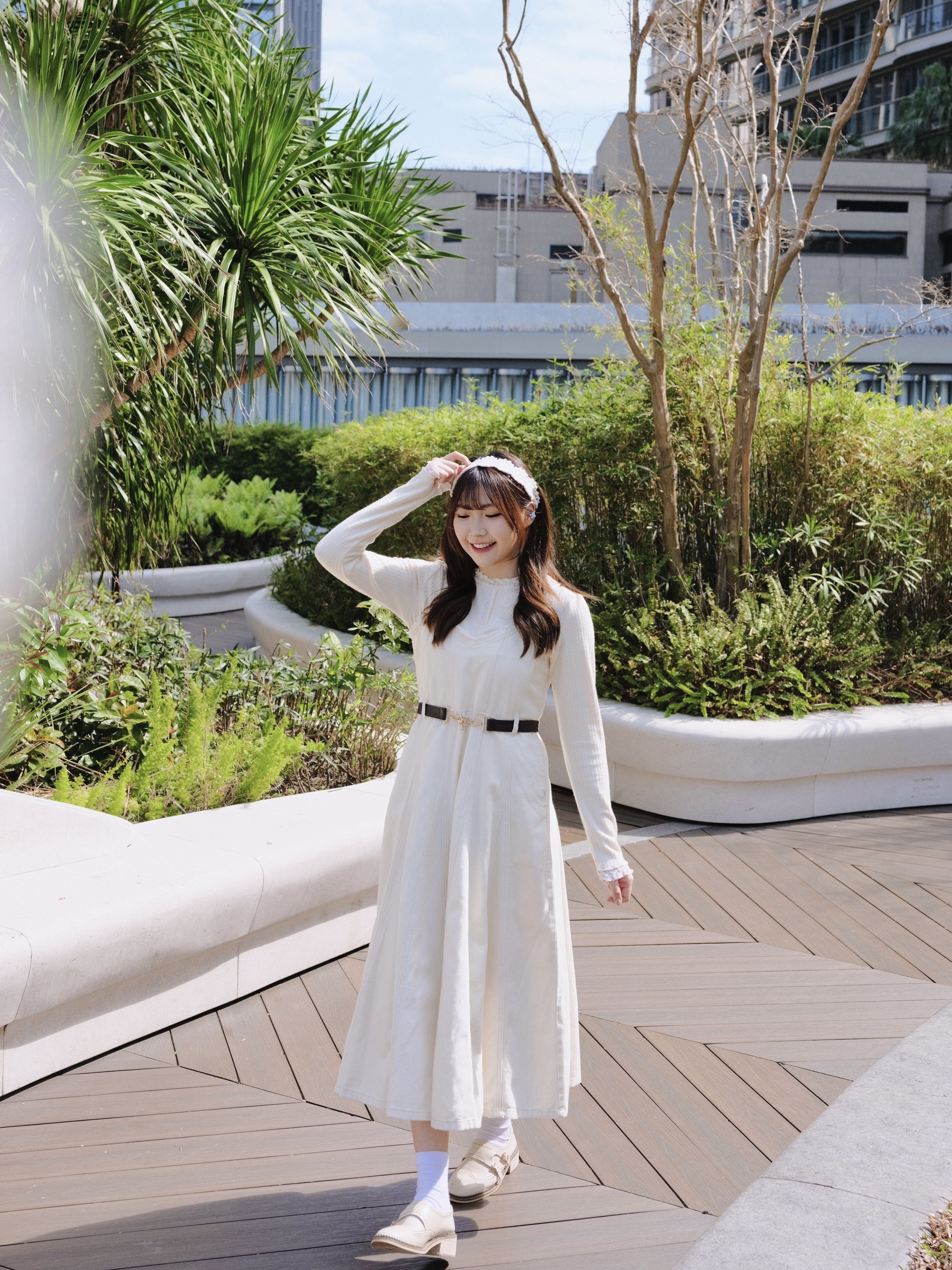 兩色 / 流蘇小V領牛仔連身傘裙 / Frayed V-Neck Denim Flare Dress