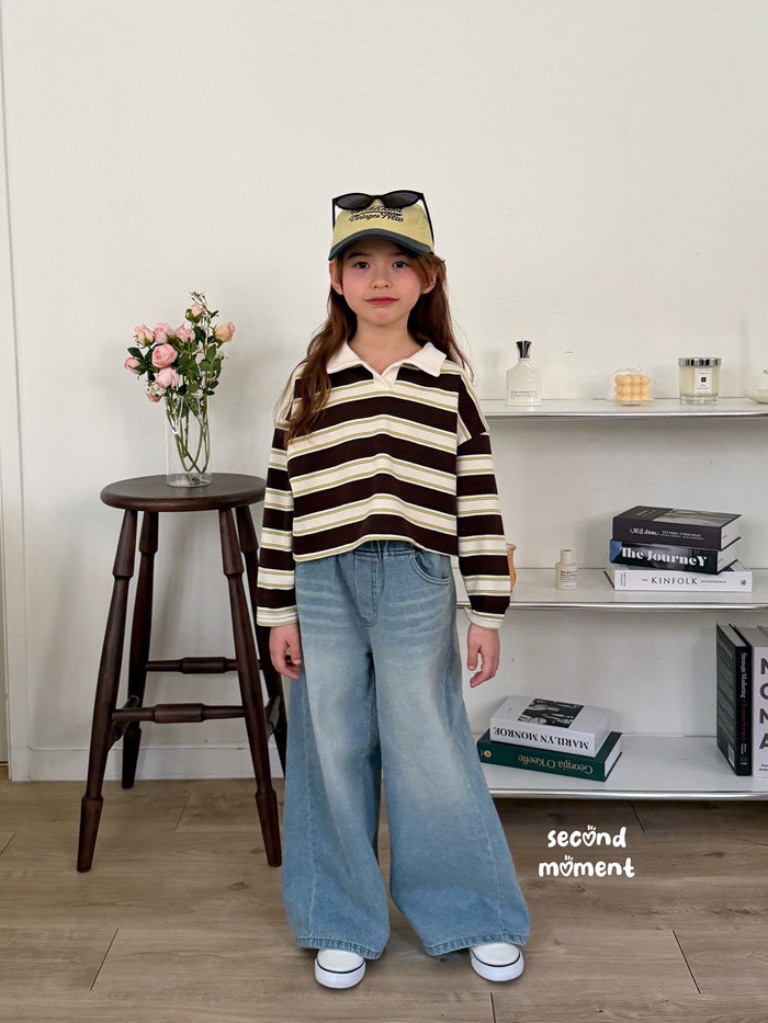 正韓春second moment  兩色粗條紋有領上衣