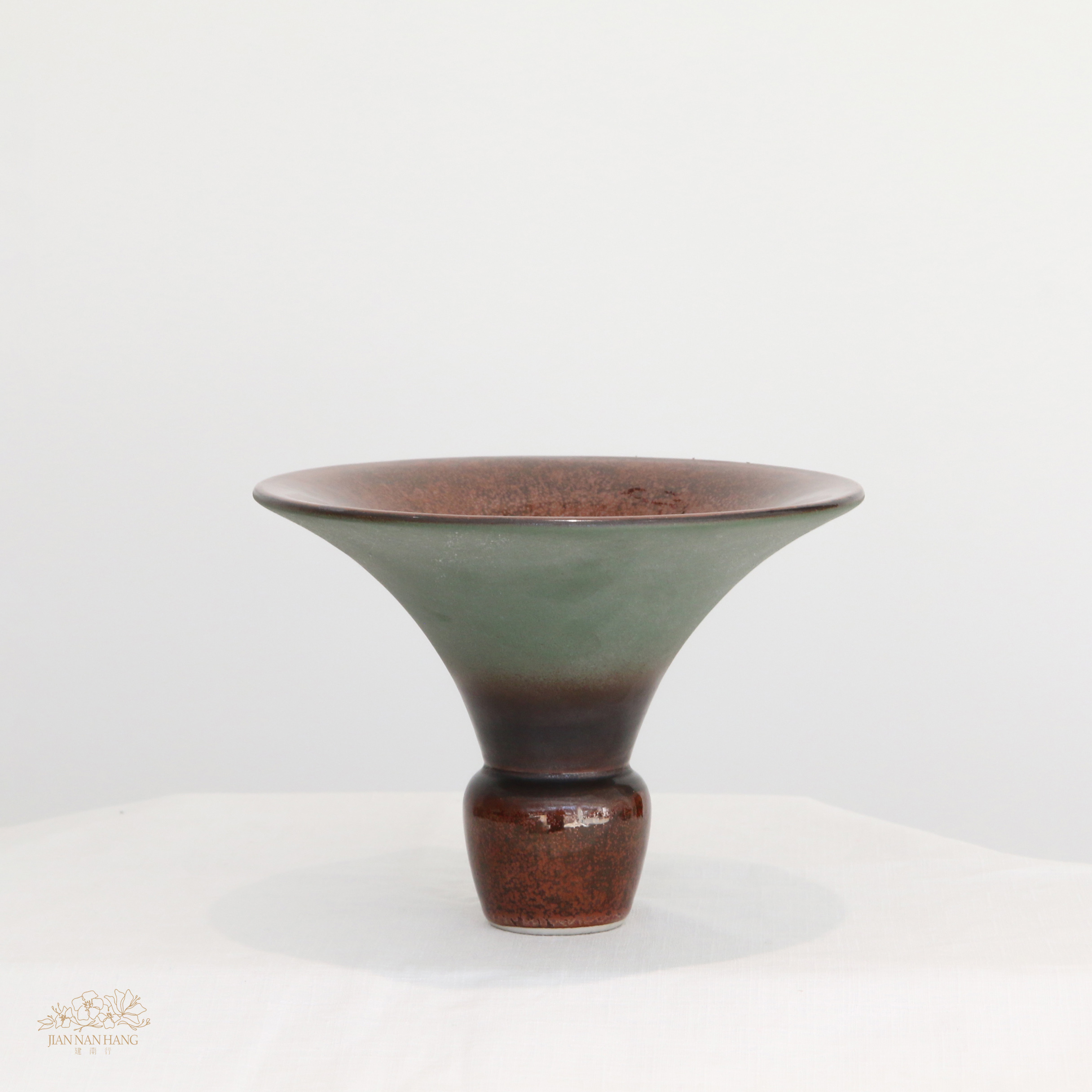 手作陶瓷花器 小立華 綠咖