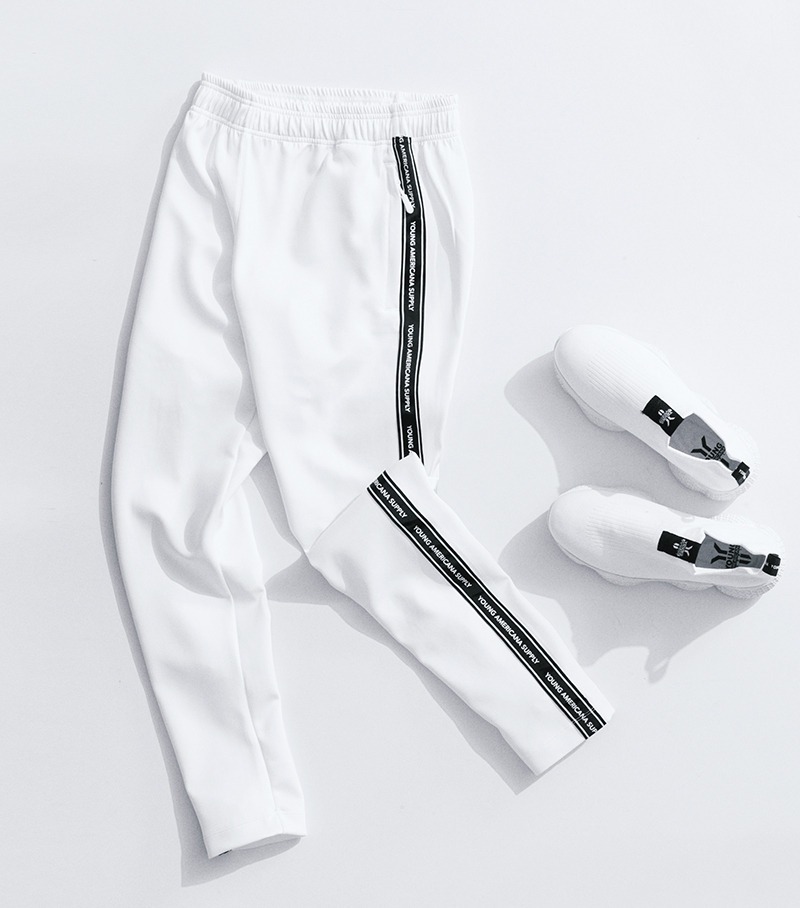 【下殺↘ $299】Y.A.S 長褲 白色 彈力 舒適 織帶 運動長褲 男女 PA91006