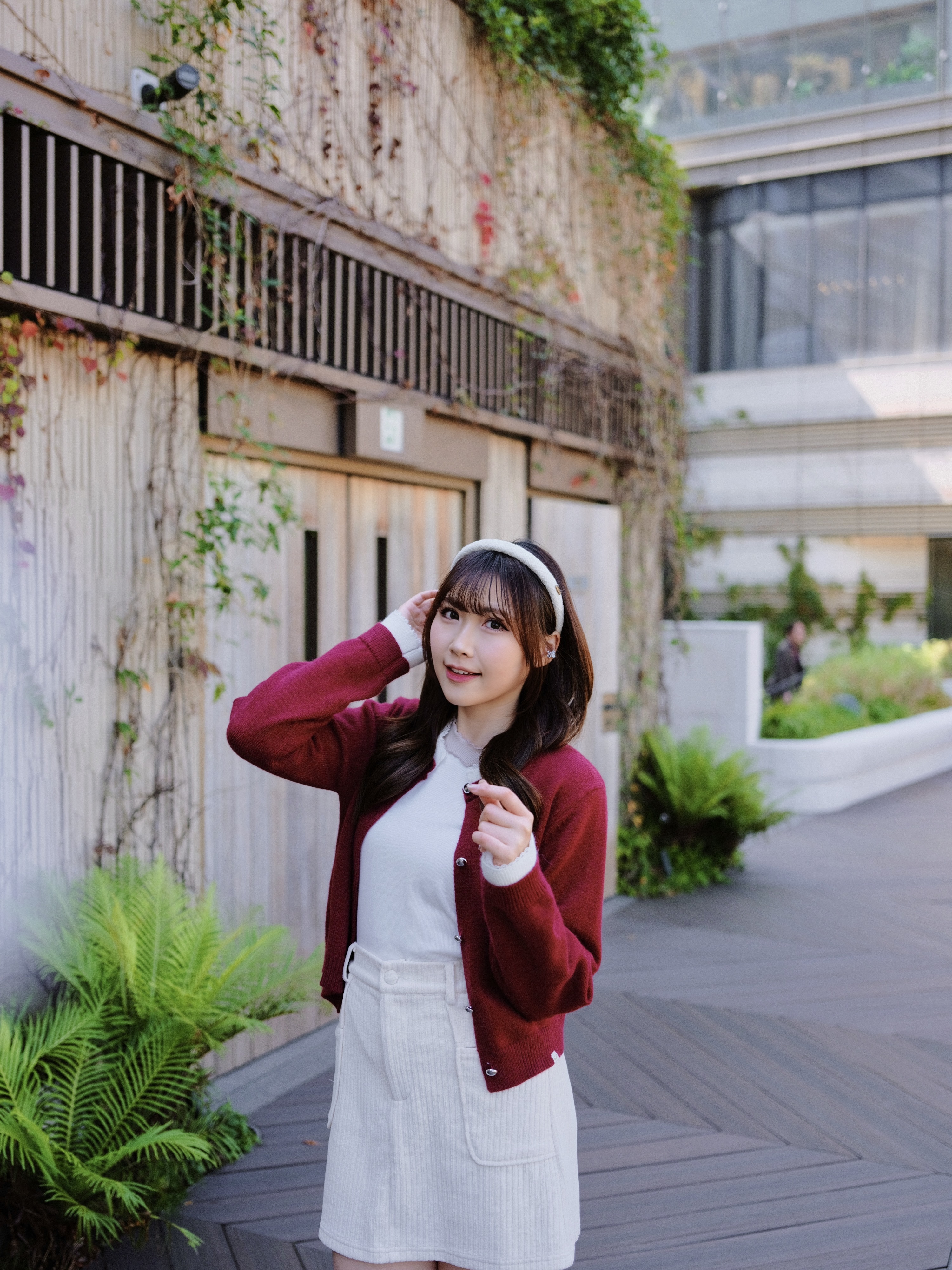 三色 / 銀扣拼色包邊綿羊絨外套 / Silver Buttons Lace Trim Cashmere Cardigan