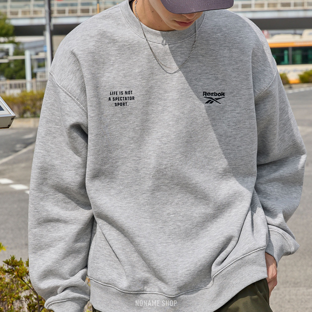 REEBOK 美式 街頭 雙印花 復古 刷毛 寬鬆 大學TEE 長袖 三色 (男/女同款)